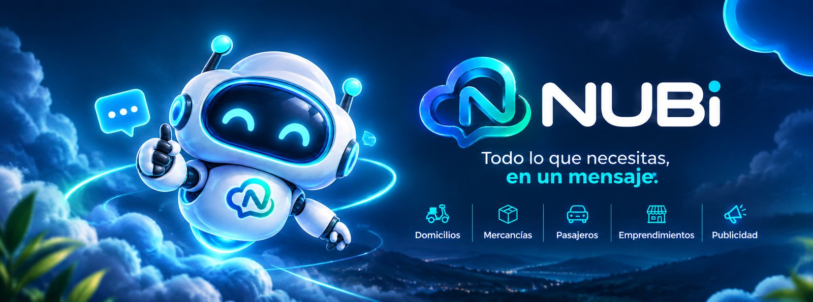 NUBI — todo lo que necesitas, en un mensaje: domicilios, mercancías, pasajeros, emprendimientos y publicidad